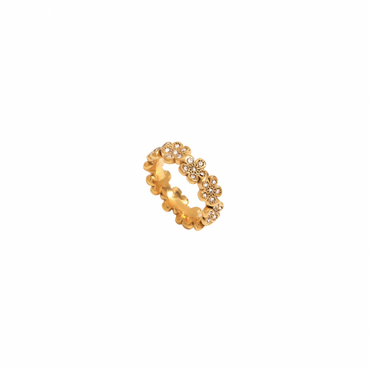Zirconia Flowers Band Ring