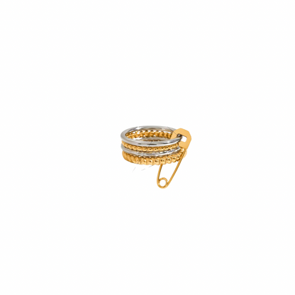 Two Tone Safety Pin Multi Layer Ring