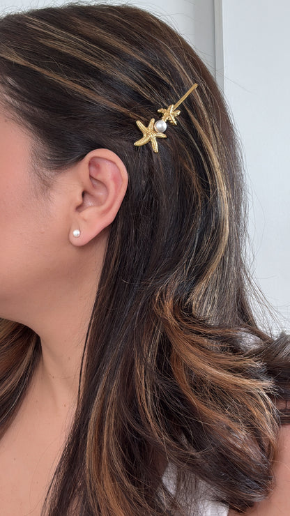 Starfish & Pearl Hair Clip
