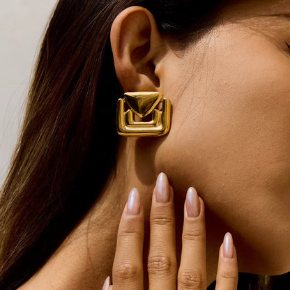 Triangle Statement Chunky Studs Earrings