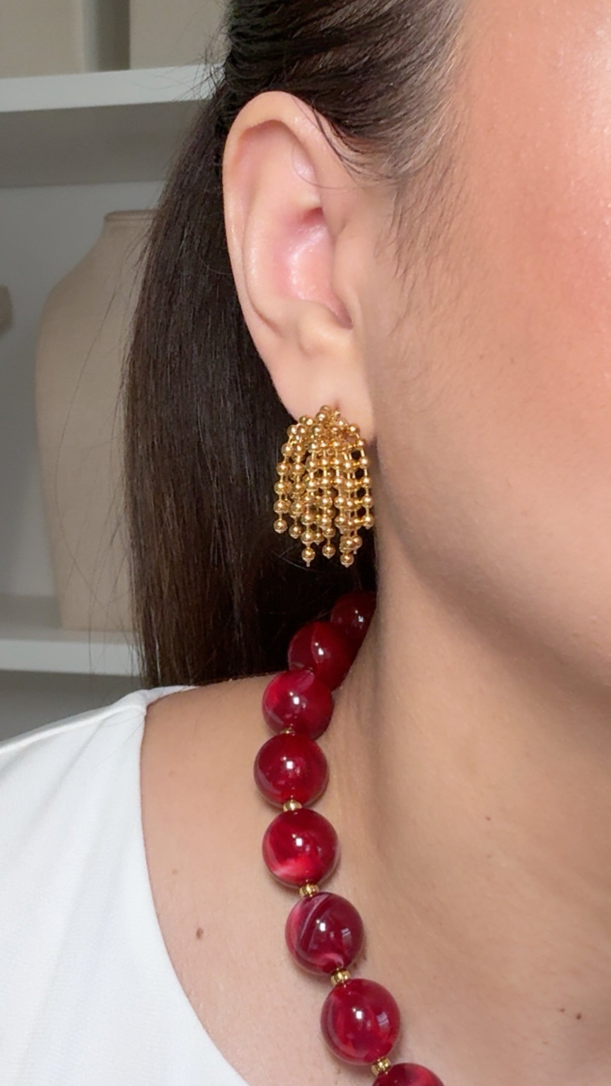 Tassel Beads Studs Earrings