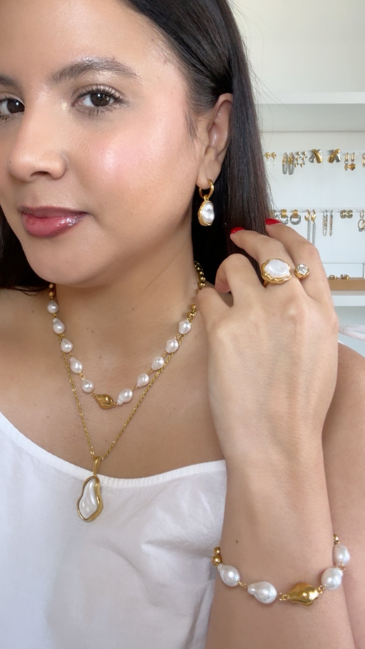 Irregular Pearls & Balls Bracelet