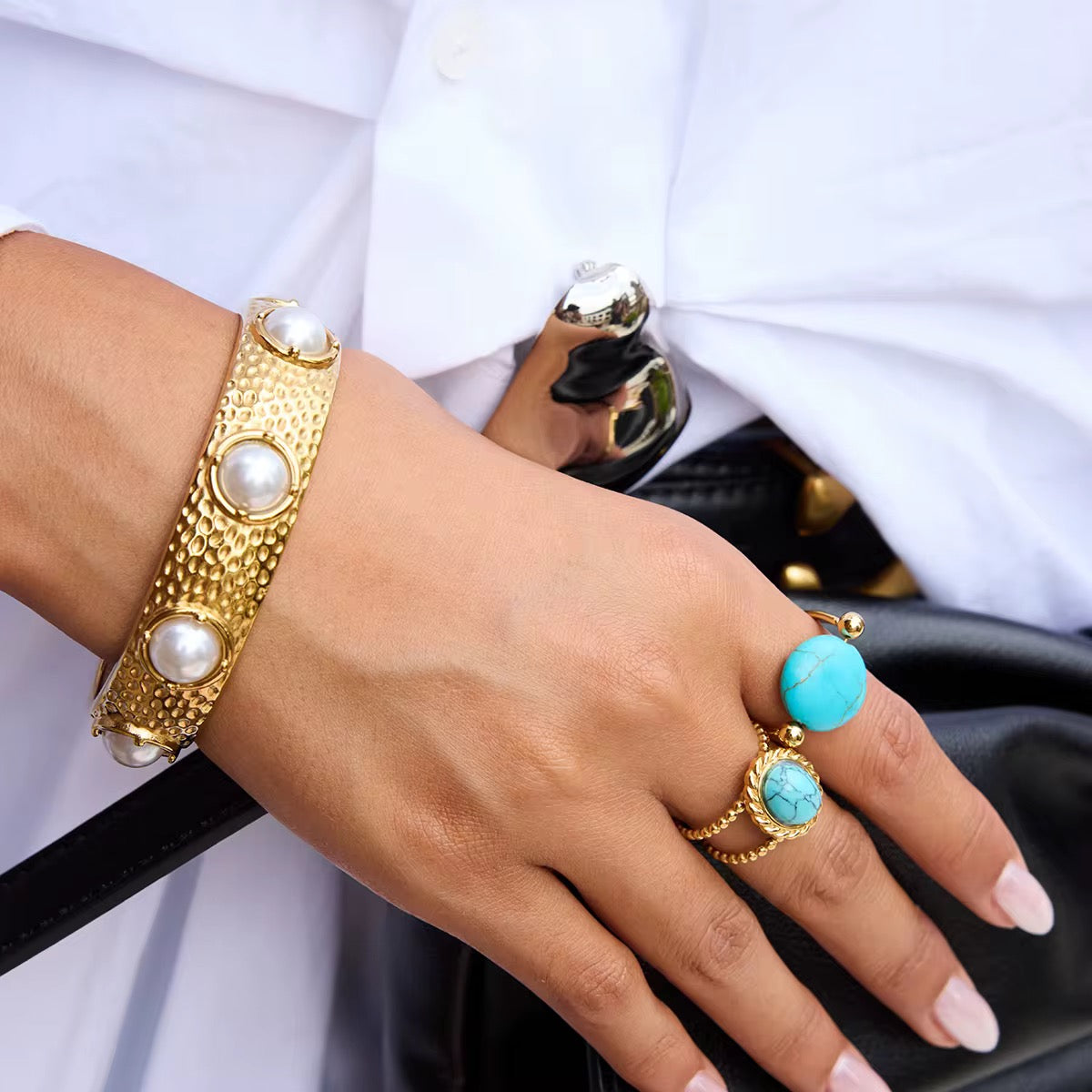 Oval Turquoise Adjustable Ring