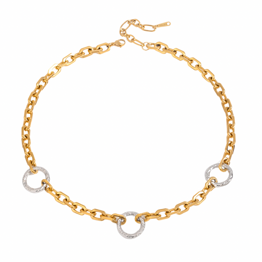 Two Tone Textured Chain Necklace