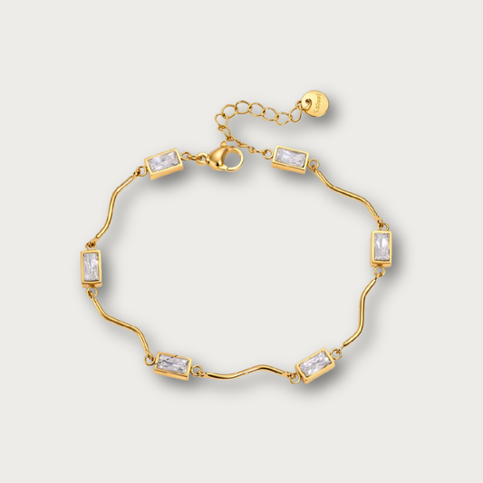 Rectangular Zirconias Wavy Bracelet