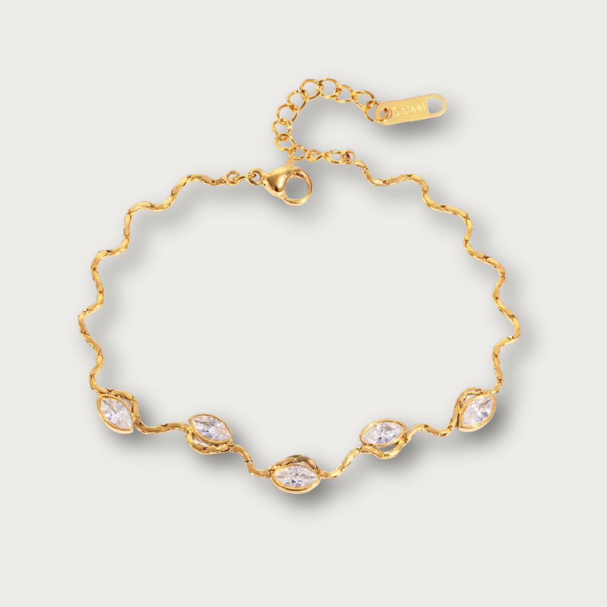 Eye Shaped Zirconias Wavy Bracelet