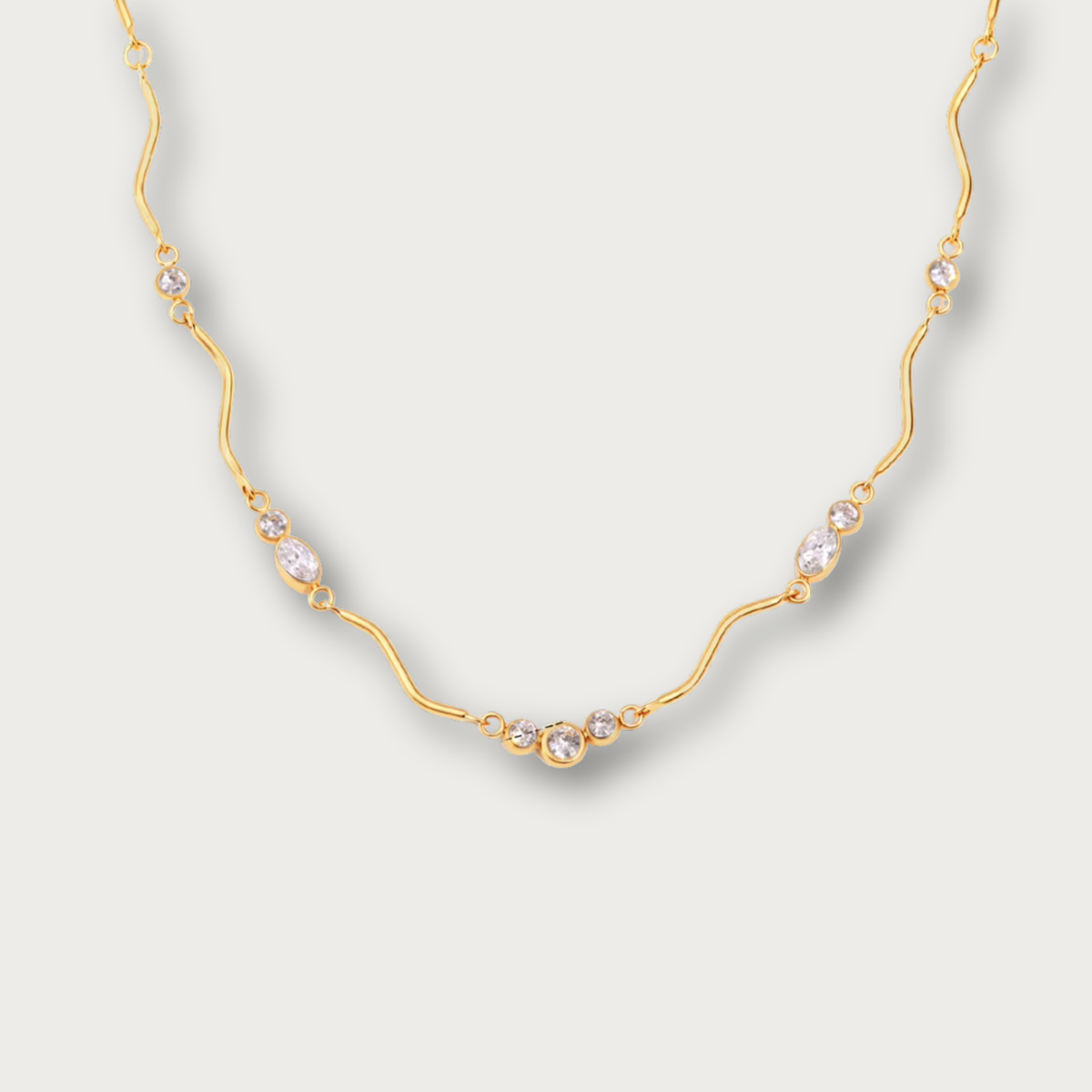 Circles Zirconias Wavy Necklace