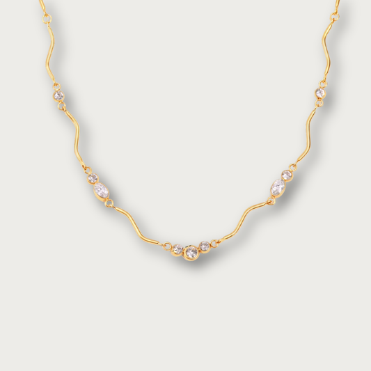 Circles Zirconias Wavy Necklace