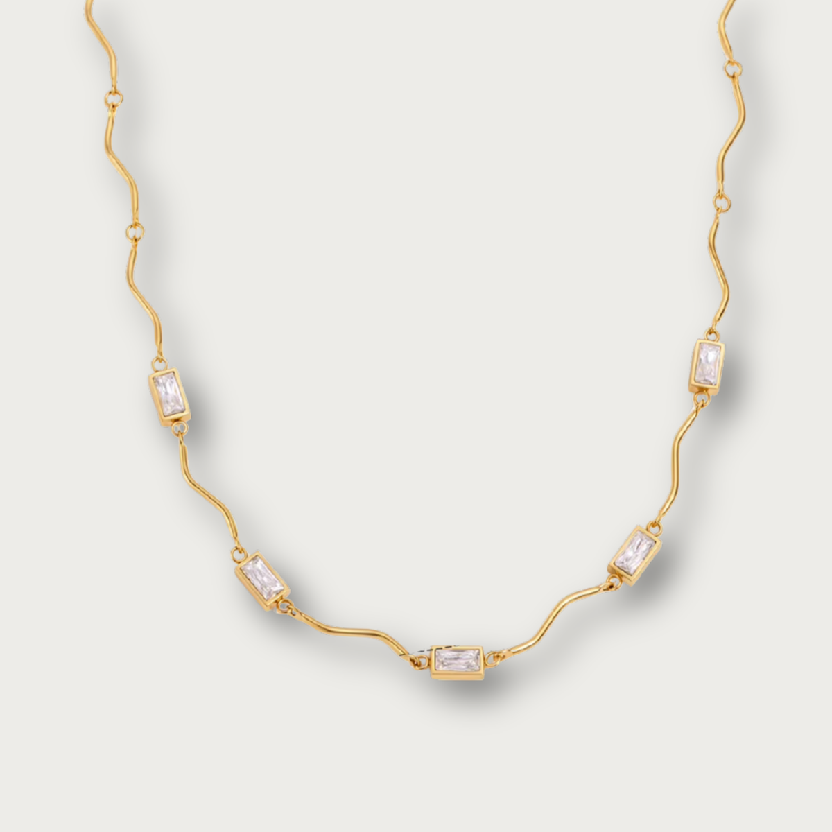 Rectangles Zirconias Wavy Necklace