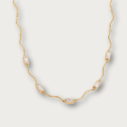 Rectangles Zirconias Wavy Necklace