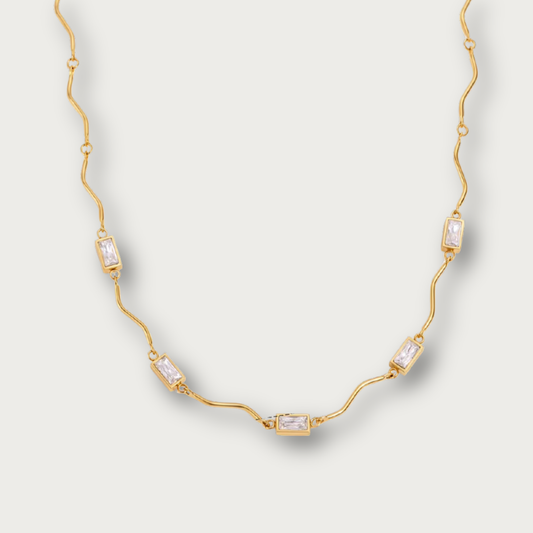 Rectangles Zirconias Wavy Necklace