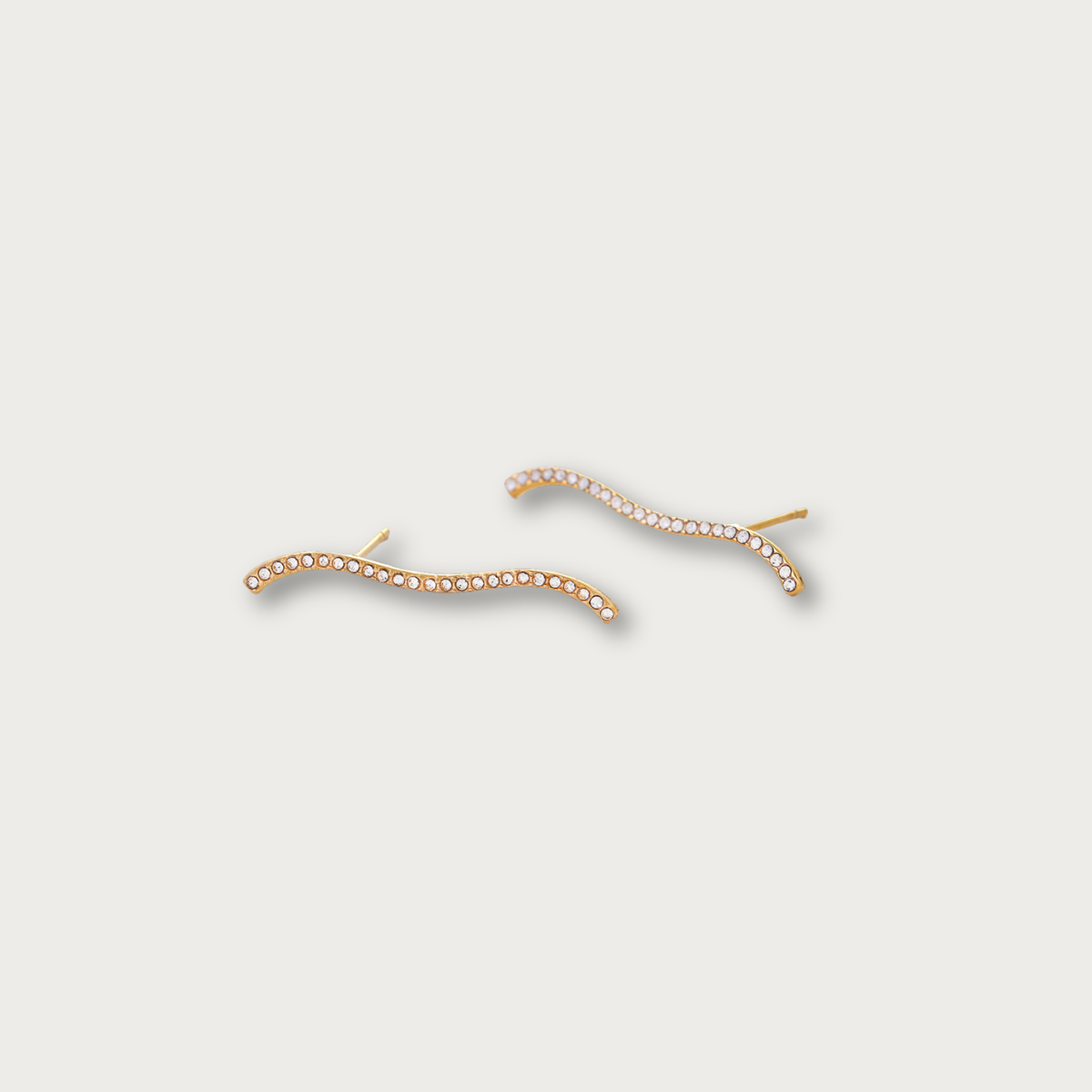 Dainty Zirconias Wavy Stud Earrings