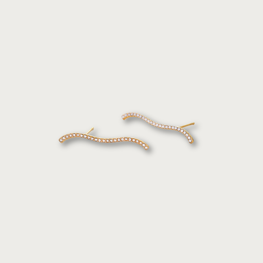 Dainty Zirconias Wavy Stud Earrings