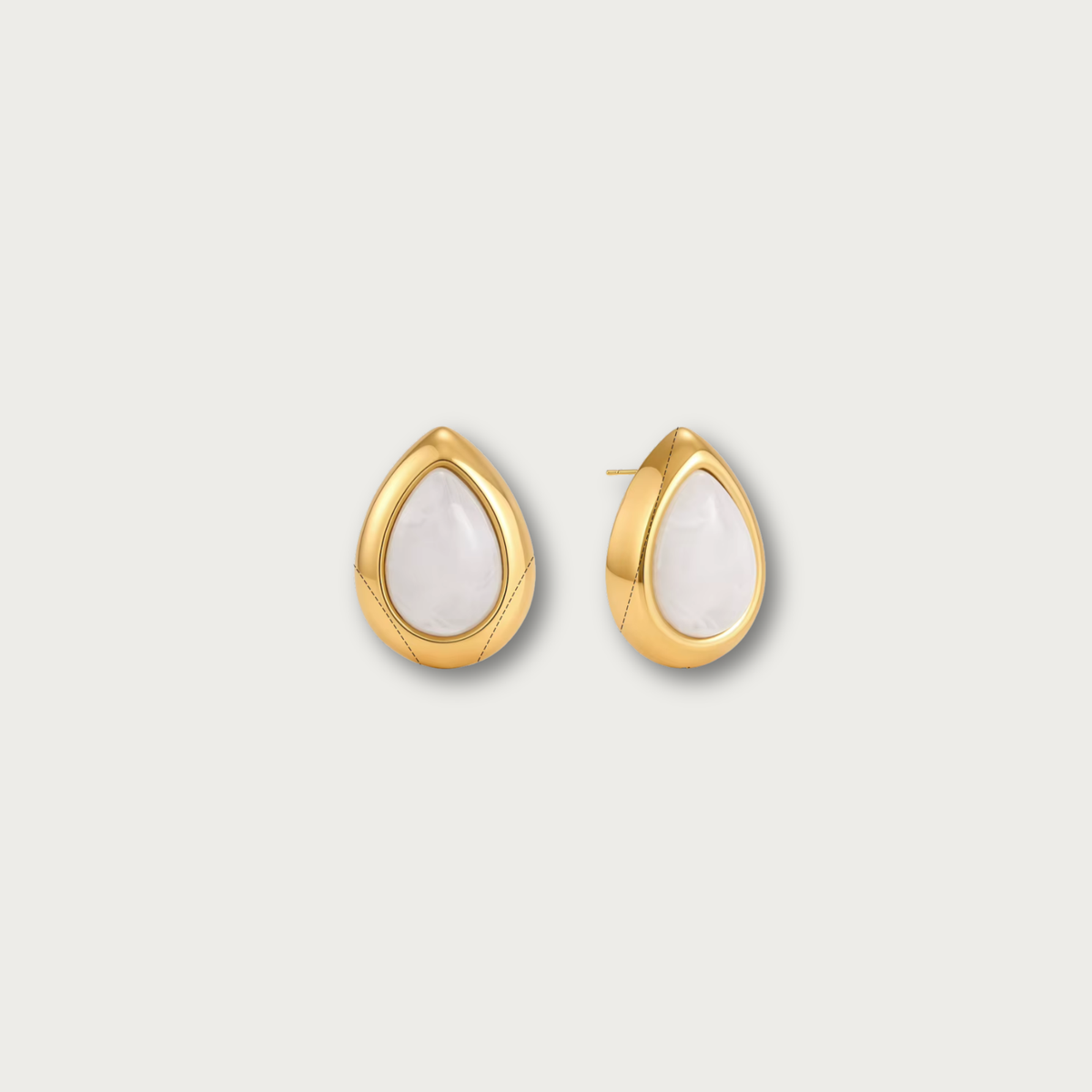 White Stone Drop Chunky Stud Earrings