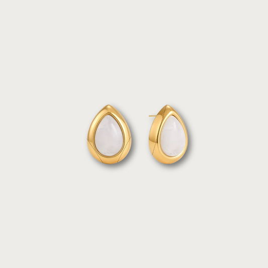 White Stone Drop Chunky Stud Earrings