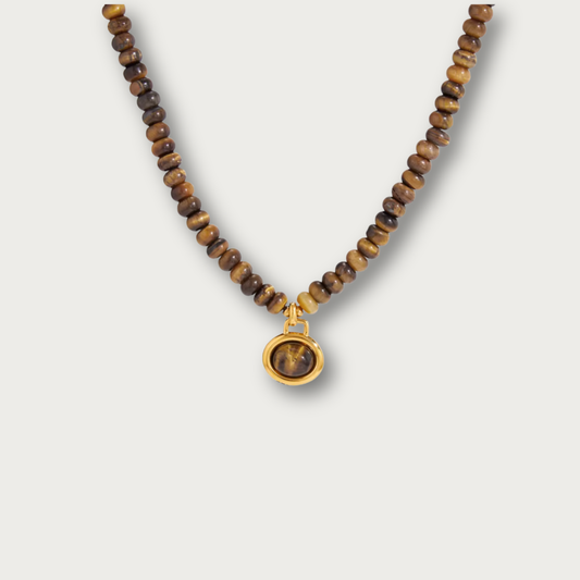 Tiger Eye Stone Pendant Necklace