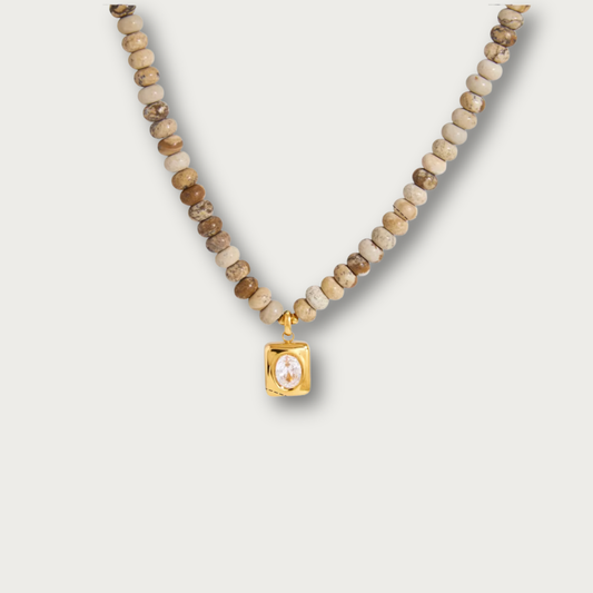 Light Brown Stone Zirconia Pendant Necklace