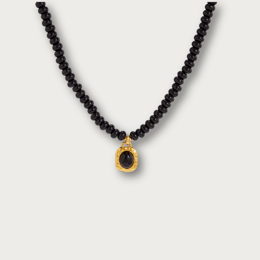 Black Stone Pendant Necklace