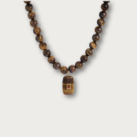 Tiger Eye Pendant Chunky Necklace