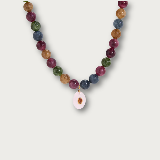 Colorful Stones Pendant Chunky Necklace