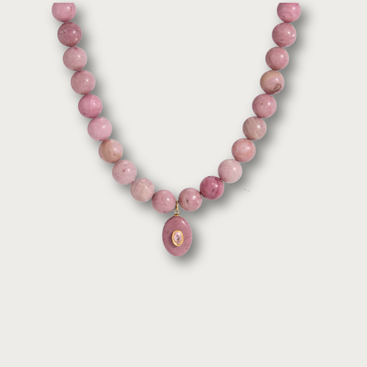 Pale Pink Stone Pendant Chunky Necklace