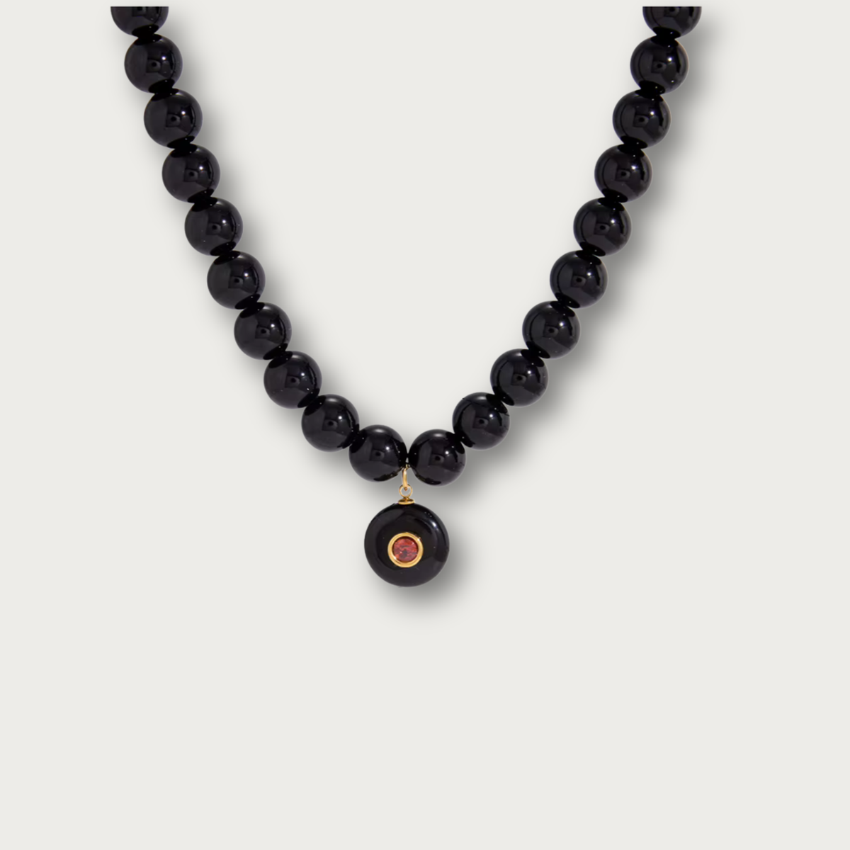 Black Stone Pendant Chunky Necklace