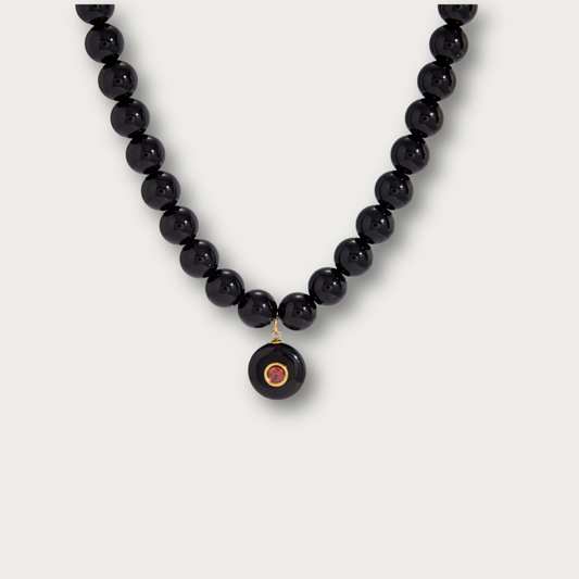 Black Stone Pendant Chunky Necklace