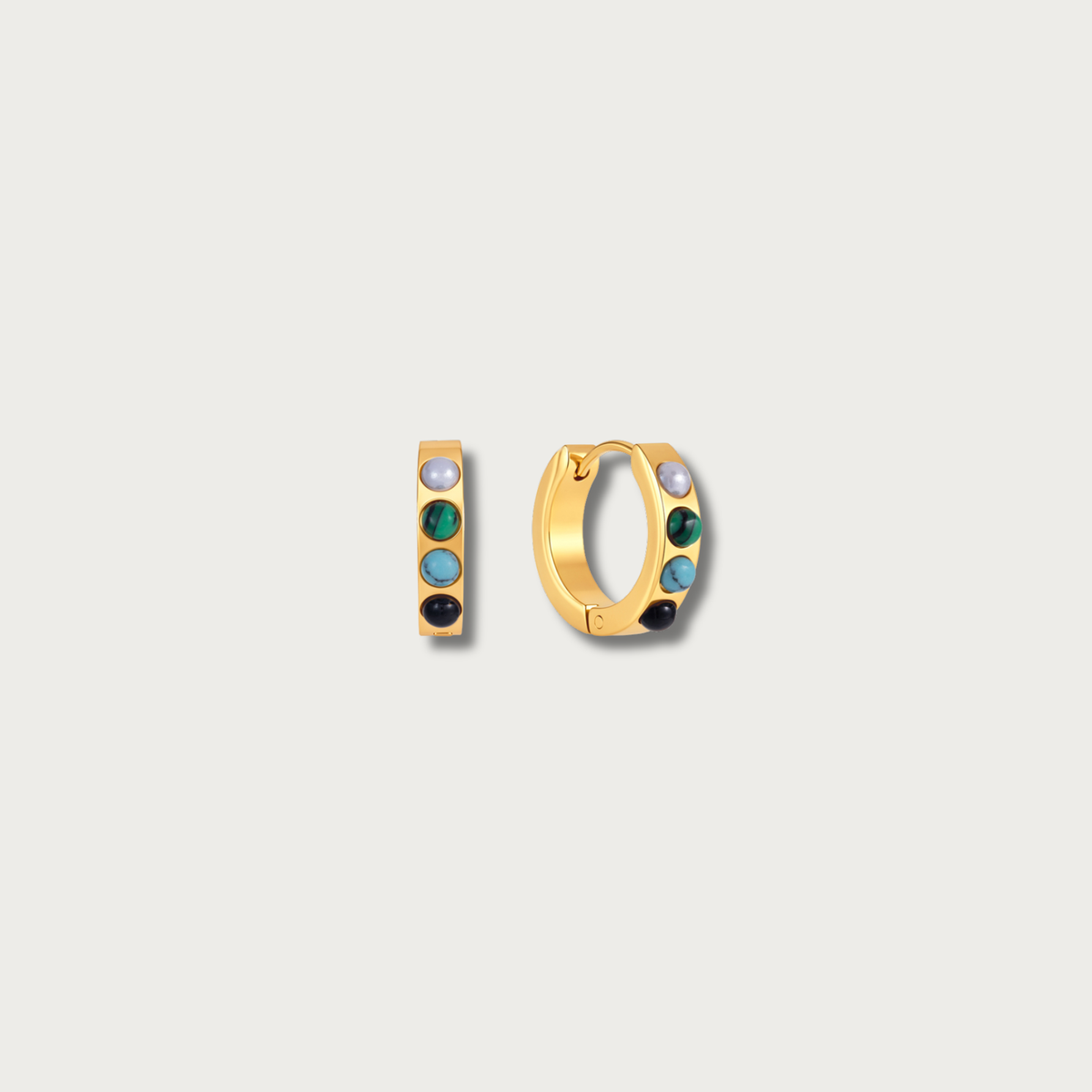 Blue & Green Stones Small Hoop Earrings