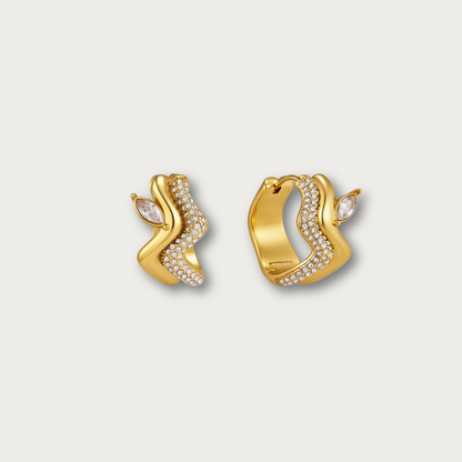 Dainty Zirconias Wavy Hoop Earrings