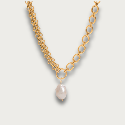 Chunky Pearl Pendant Two Style Chain Necklace