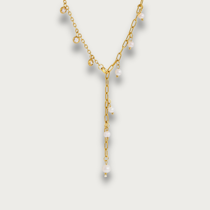 Zirconias & Pearls Lariat Necklace