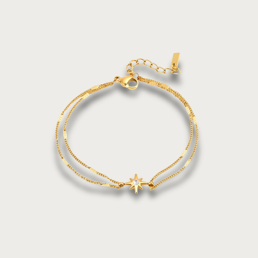 Zirconia North Star Double Chain Bracelet