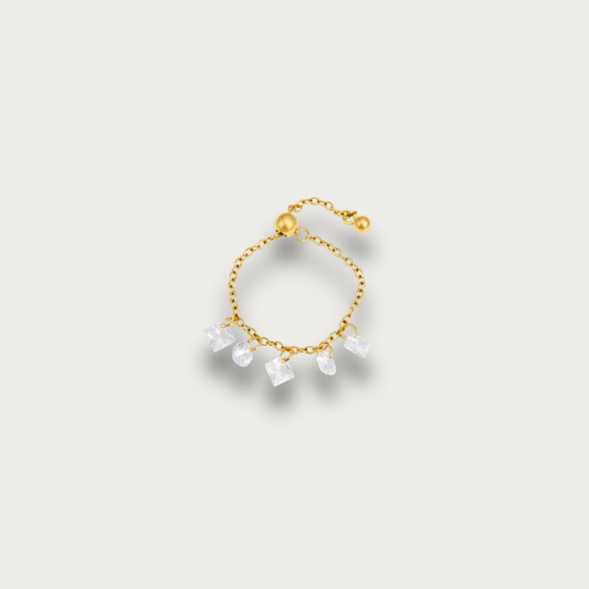 Square Crystals Adjustable Chain Ring