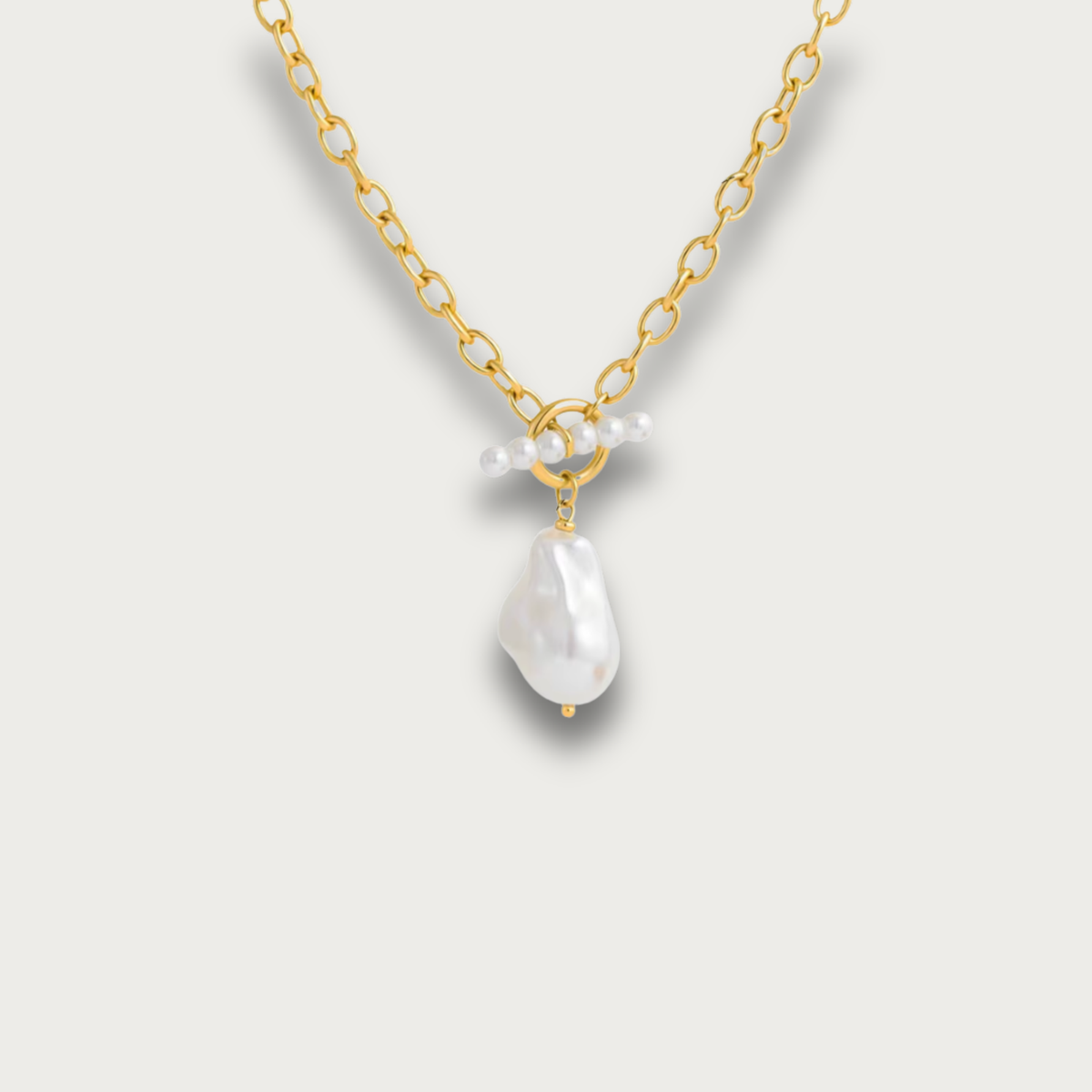 Pearl Toggle Long Chain Necklace