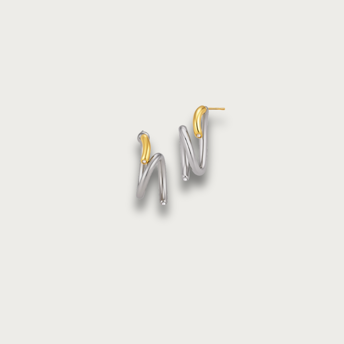 Two Tone Irregular Linear Stud Earrings