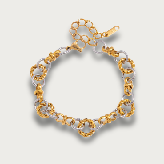 Two Tone Twisted Circle Link Chain Bracelet