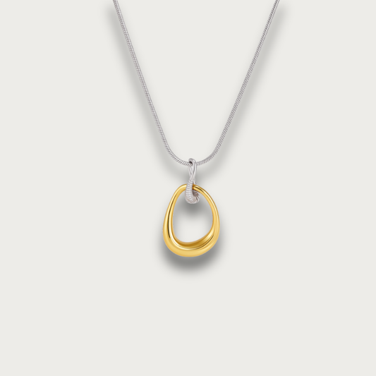 Two Tone Hollow Drop Pendant Necklace