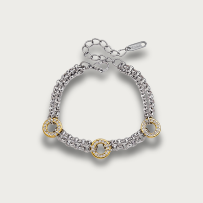 Two Tone Zirconias Circles Bracelet