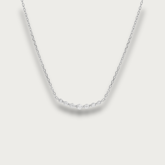 Silver Mini Round Zirconias Necklace