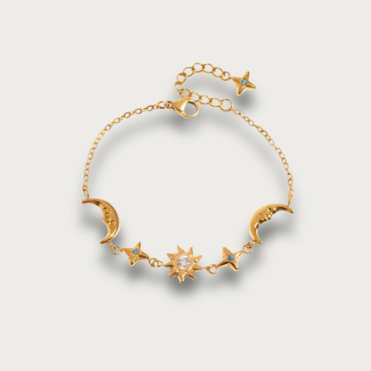 Sun & Moon Blue Tones Zirconias Chain Bracelet