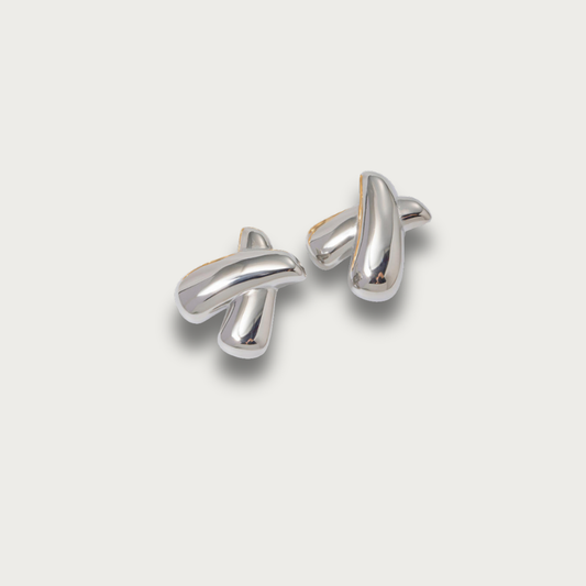Silver X Chunky Stud Earrings