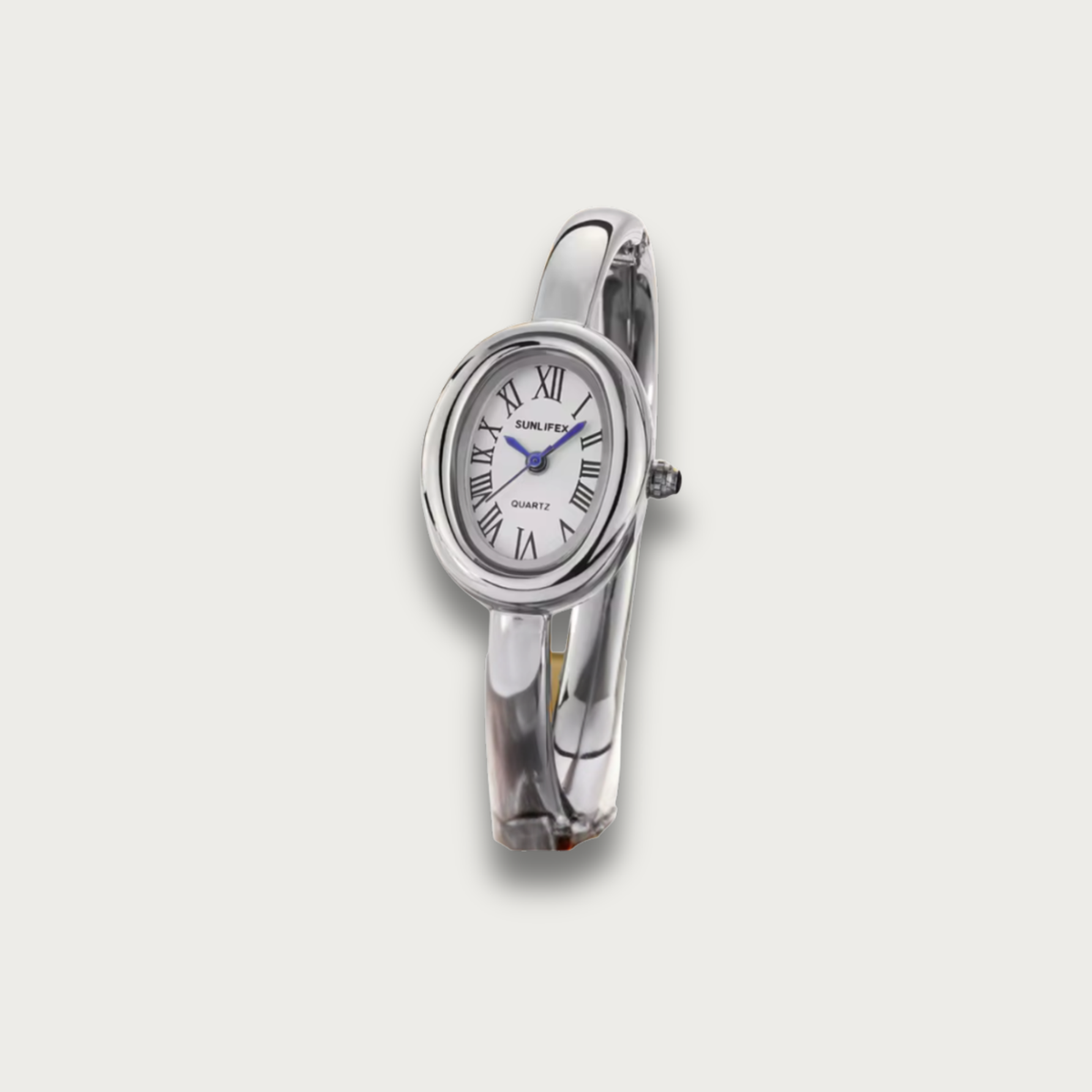 Silver Oval Bangle Watch