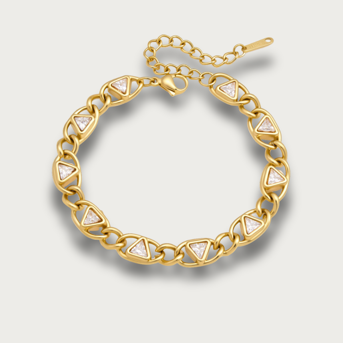 Triangle Shaped Zirconia Gold Chain Bracelet