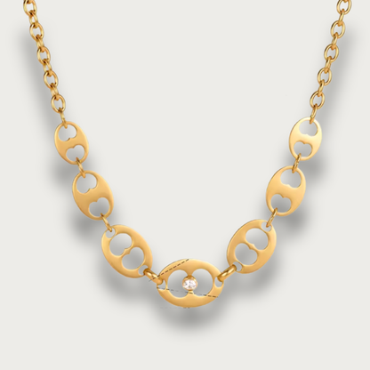 Zirconia Heart Pig Gold Chain Necklace