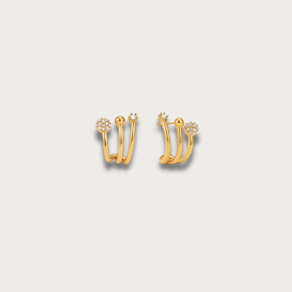 Zirconias Multi Hoop Stud Gold Earrings