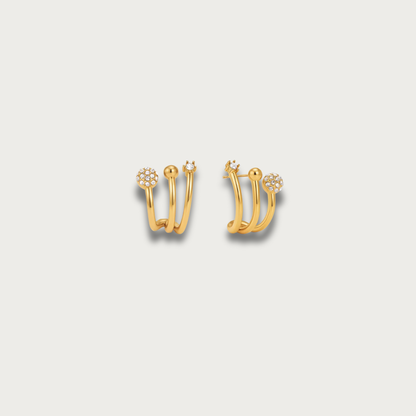 Zirconias Multi Hoop Stud Gold Earrings