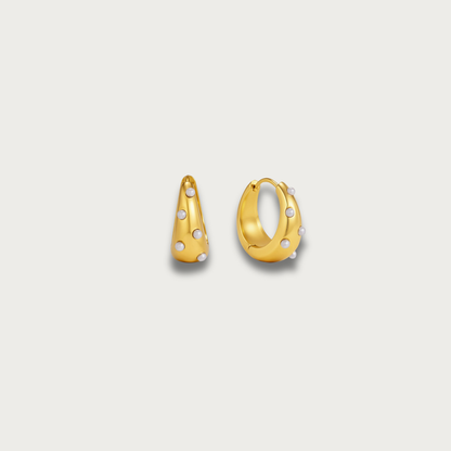 Mini Pearls Small Gold Hoop Earrings