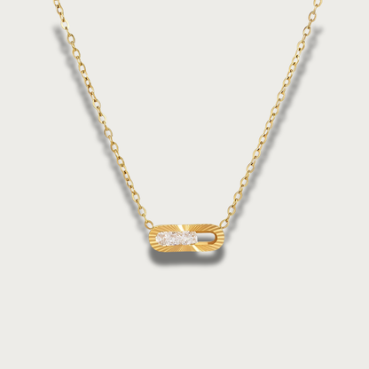 Zirconias Small Bar Pendant Gold Necklace