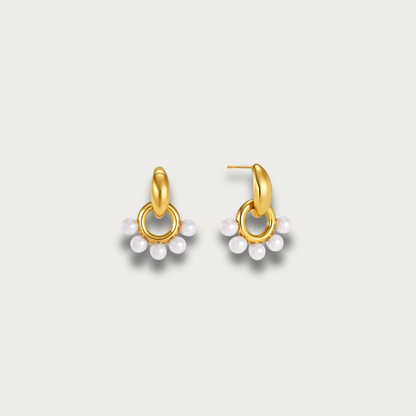 Pearls Door Knob Gold Stud Earrings