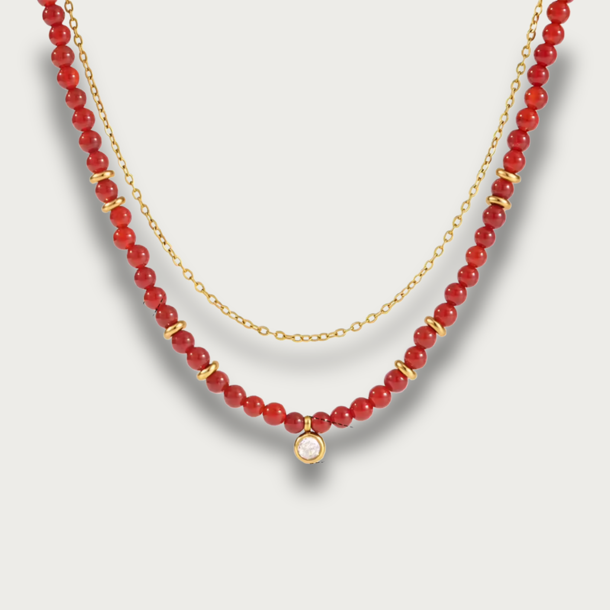 Red Beads Double Necklace